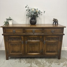 Old Charm Oak Sideboard with 3 Drawers & Cupboard Storage