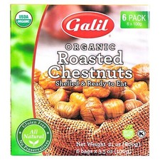 NEW GALIL ORGANIC CHESTNUTS ROASTED PEELED,SHELLED AND READY TO EAT 6 PACK 3.5oz