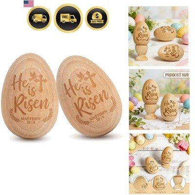 He is Risen Easter Eggs Decor, 2 Pack Wooden Resurrection Eggs Basket Stuffer...