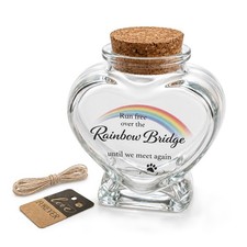 Pet Fur and Hair Keepsake Jar for Dogs and Cats, Rainbow Bridge Memorial