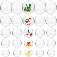 50pc Clear Fillable Plastic Ornaments 5 Sizes DIY Christmas Craft Balls Wedding