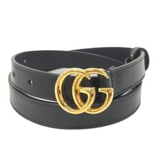 Gucci Belt GG Marmont Leather Black 409417 Used SKAI-0