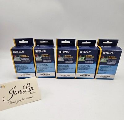 5 Box Lot NEW Brady Label Cartridge M21-750-499 Black/White Nylon 3/4'' x 16'