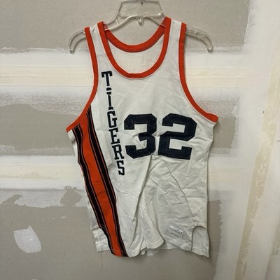 Vtg 70s Sand-Knit Tigers Basketball Jersey #32 Medalist Industries White Size 40