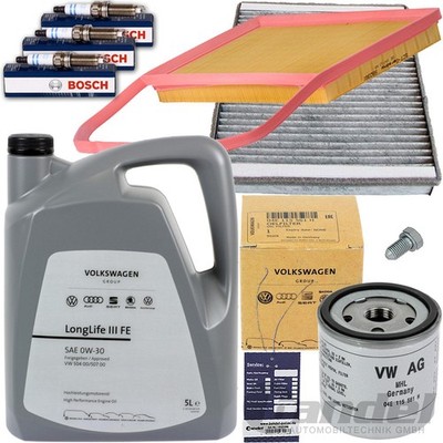 FILTER-SET SERVICEKIT+ZÜNDKERZEN+5L für VW LongLife III MOTOR-ÖL CITIGO UP Mii