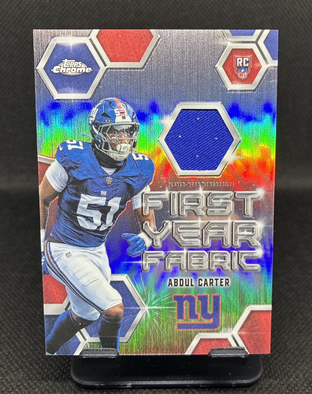 2025 Topps Chrome Abdul Carter First Year Fabric #FYF-AC RC Rookie NY Giants