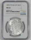 1878 7-Tail Feather Rev of 1878 Morgan Silver Dollar NGC MS 63