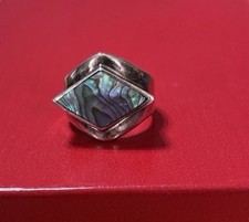 Vintage 925 Sterling Silver/Abalone Shell panel Ring-Size 7.5
