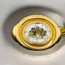 14K Yellow Gold Ring 5.64CT. Natural Green Amethyst Oval SHAPE