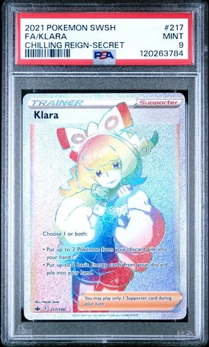 2021 Pokemon SWSH FA / Klara Chilling Reign - Secret #217/198 PSA 9