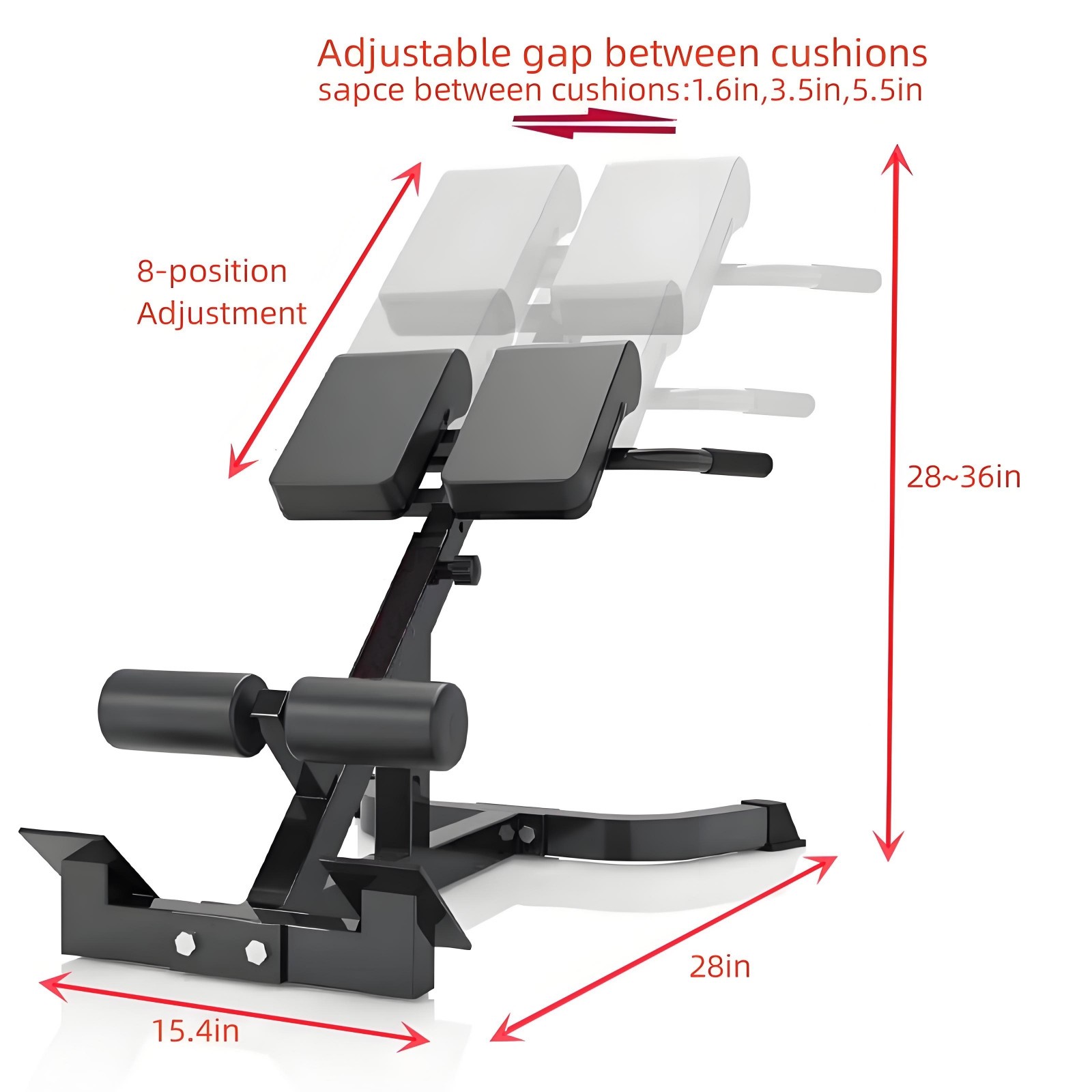 Roman Chair Back Hyperextension Bench Adjustable Back Exercise Machine Home Gym