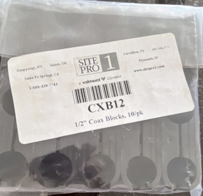 SitePro1 CXB12 1/2'' Coax Cable Blocks, 1:1 Connection, Black, 10 Pack