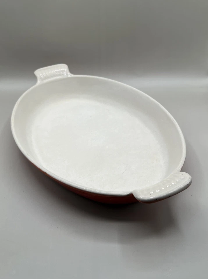 Plato de hierro fundido esmaltado vintage Le Creuset Au Gratin llama 32 cm 2 qt Foto 2 de 2