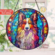 Custom Pet Portrait Stained Glass Suncatcher, Pet Memorial Gift