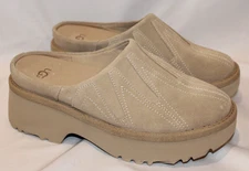 UGG WOMEN'S SUNWAVE SUEDE SLIP ON CLOGS MUS BEIGE SLIPPERS SZ 8 NWOB