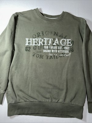 Tom Tailor Denim Women Size L Cotton Green Crew Neck Sweatshirt Heritage