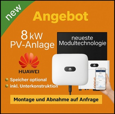 8kW Solaranlage Komplettset Huawei Hybrid Wechselrichter Speicher Module