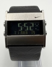 Nike Oregon Series WA0038 Orologio Digitale Quadrato Pelle Nero Acciaio Inox