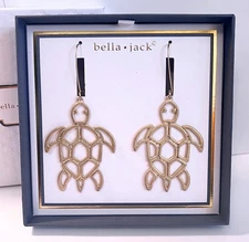 Bella Jack Fashion Earrings Dangle Drop Gold Tone Sea Turtle New Box