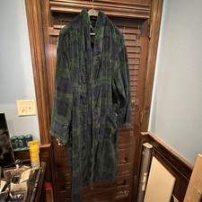 Polo Ralph Lauren Blue And Green Plaid Flannel Robe Bathrobe Mens L/XL No Tie