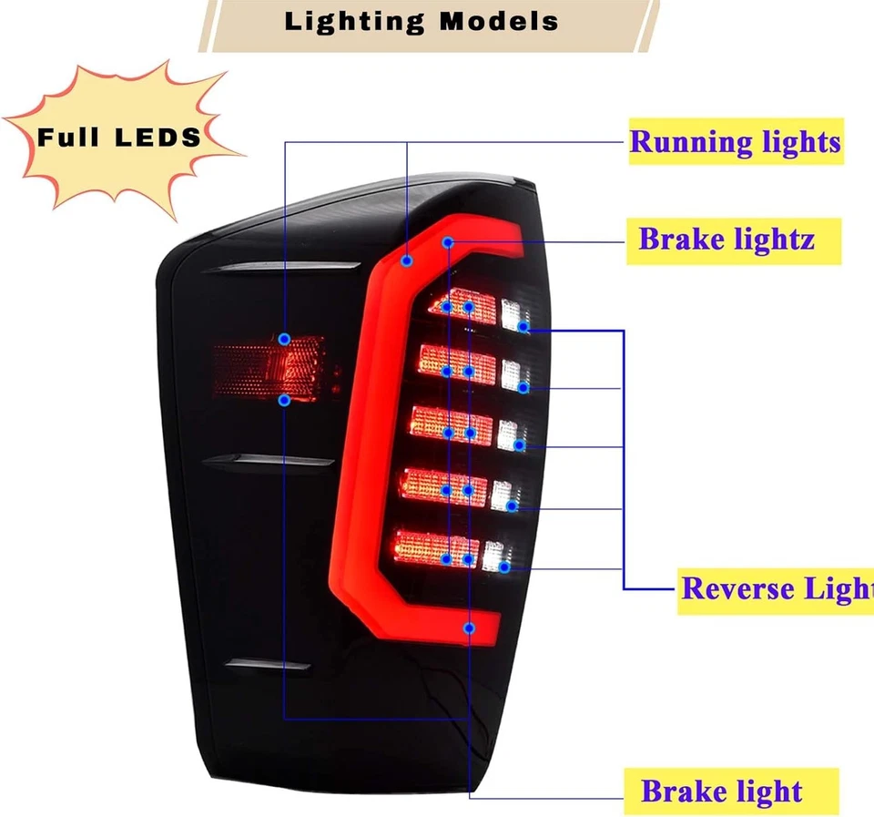 Nuevas luces traseras LED mejoradas para Toyota Tacoma 2016-2021, ahumadas  Foto 4 de 4