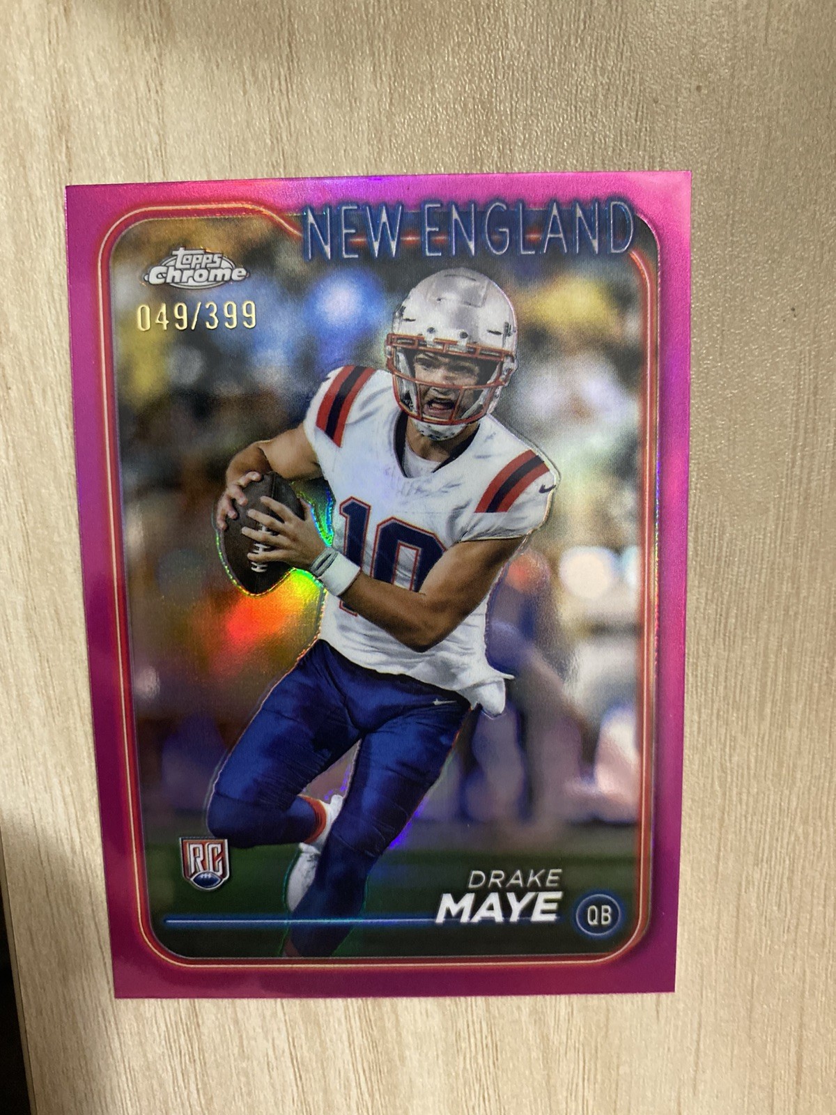 2024 Topps Chrome - Rookies Drake Maye #203 Magenta Refractor  # 049/399 RC MVP