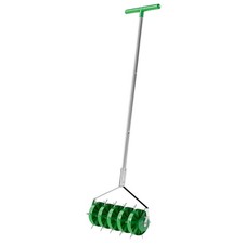 Rolling Lawn Aerator Grass Roller w/3Pc Detachable Handle&T-bar Grip Refurbished