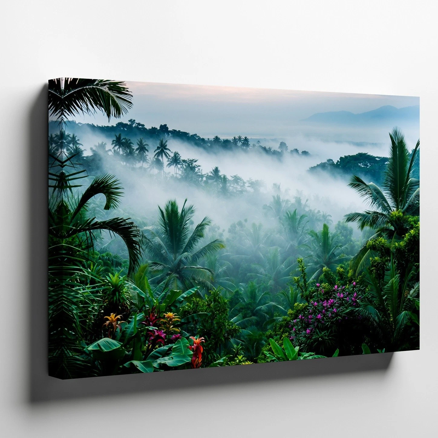 Wall Art Lush Jungle Scene Characterized By Dense Tropical Foliage, Featuring