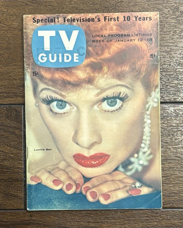 TV GUIDE MAGAZINE LUCILLE BALL I LOVE LUCY JANUARY 12-18 1957 NO LABEL VINTAGE