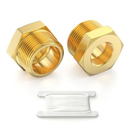 2 PCS Brass Reducer Bushing Adapter 1" NPT Male to 3/4" NPT Female Fitting