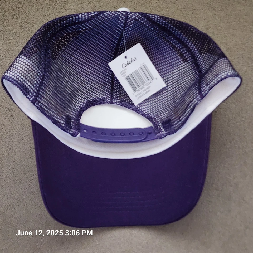 Cabela's Trucker Cap Hat Classic Embroidered Mesh Back Cap New Purple White - Image 4 of 4