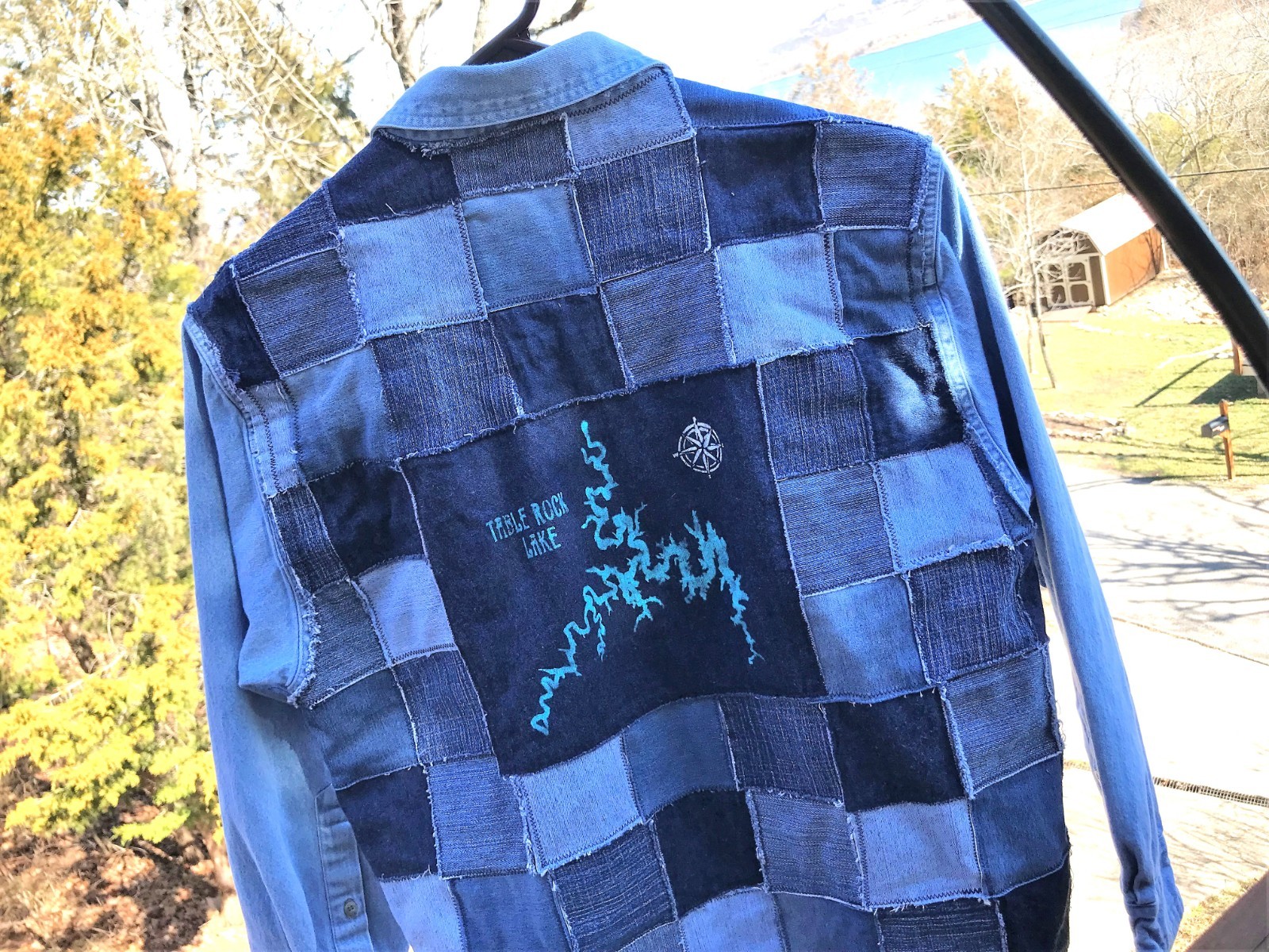 Table Rock Lake Upcycled Patchwork Denim Jacket, … - image 6