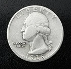 1936-P 25c SILVER  Washington Quarter. Low  41.3m Mintage.  (R001)