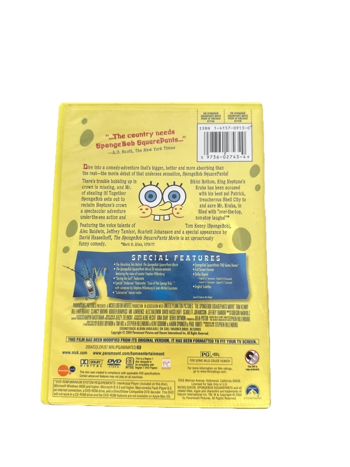 The Spongebob Squarepants Movie (DVD, 2004, Full Screen Collection) - Imagem 2 de 4