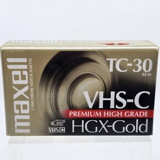 Maxell Camcorder Video Cassettes 1 VHS-C Tape TC-30 HGX-Gold NEW SEALED