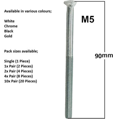 PVC Türgriffschrauben M5 x 90 mm Ersatzschrauben weiß, chrom, schwarz, gold