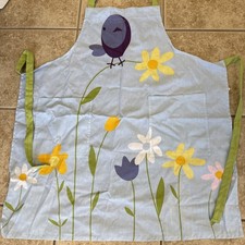 Spring Flowers Bird Blue Yellow White Green Kitchen Craft Apron 100 Cotton New