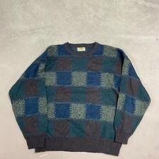 Vintage Knitted Jumper Abstract Patterned Grandad Knit Sweater Men's Xl