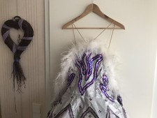 Standardkleid 36 38 A-Klasse Silber Weiß Corsage Turnierkleid Turniertanzkleid