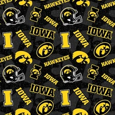 University of Iowa Hawkeyes Cotton Fabric Tone on Tone Print-By the Yard