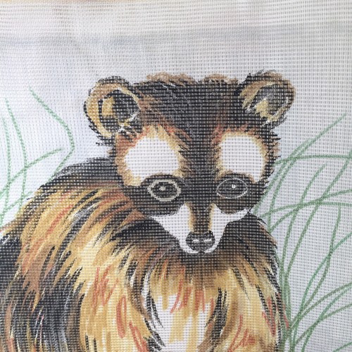 Racoon with Apple Needlepoint Canvas 21" x 20" 10 Count Penelope - Picture 5 of 8