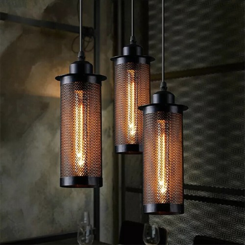 Lámpara colgante industrial lámpara colgante retro jaula de metal techo lámpara E27 - Imagen 25 de 48