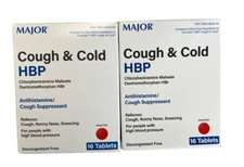 Major COUGH & COLD HBP  ( for HIGH BLOOD PRESSURE ) 16 tabs ( 2 pack ) --