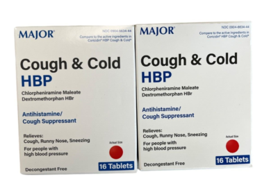 #ad Major COUGH amp; COLD HBP for HIGH BLOOD PRESSURE 16 tabs 2 pack ^^ $10.95