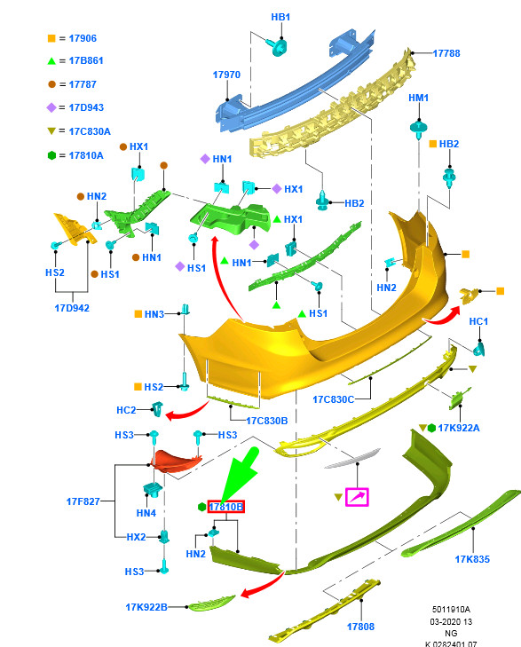 FORD MONDEO MK5 Rear Bumper Extension 2372735 DS73-17A894-MGXWAA  