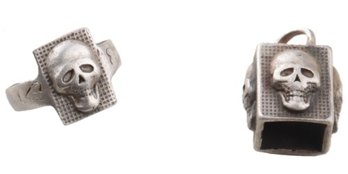 Skull set 835 silver Ring 1941 Engraving K.S.41 Initial WW2 Pendant WWII Size8.5 - Picture 2 of 17