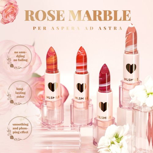 Marble Matte Lipstick - Velvet Finish, Highly Pigmented, Non-Drying Waterproof - Picture 2 of 17