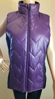 NWOT Ideology Purple Puffer Vest with Stretch Fleece Side Panels. Women's Sz Med