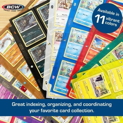 10 pks of 10 (100) BCW Std Sized Card 18-Pocket Side Loading Wht Pro Binder Pgs - Picture 6 of 7