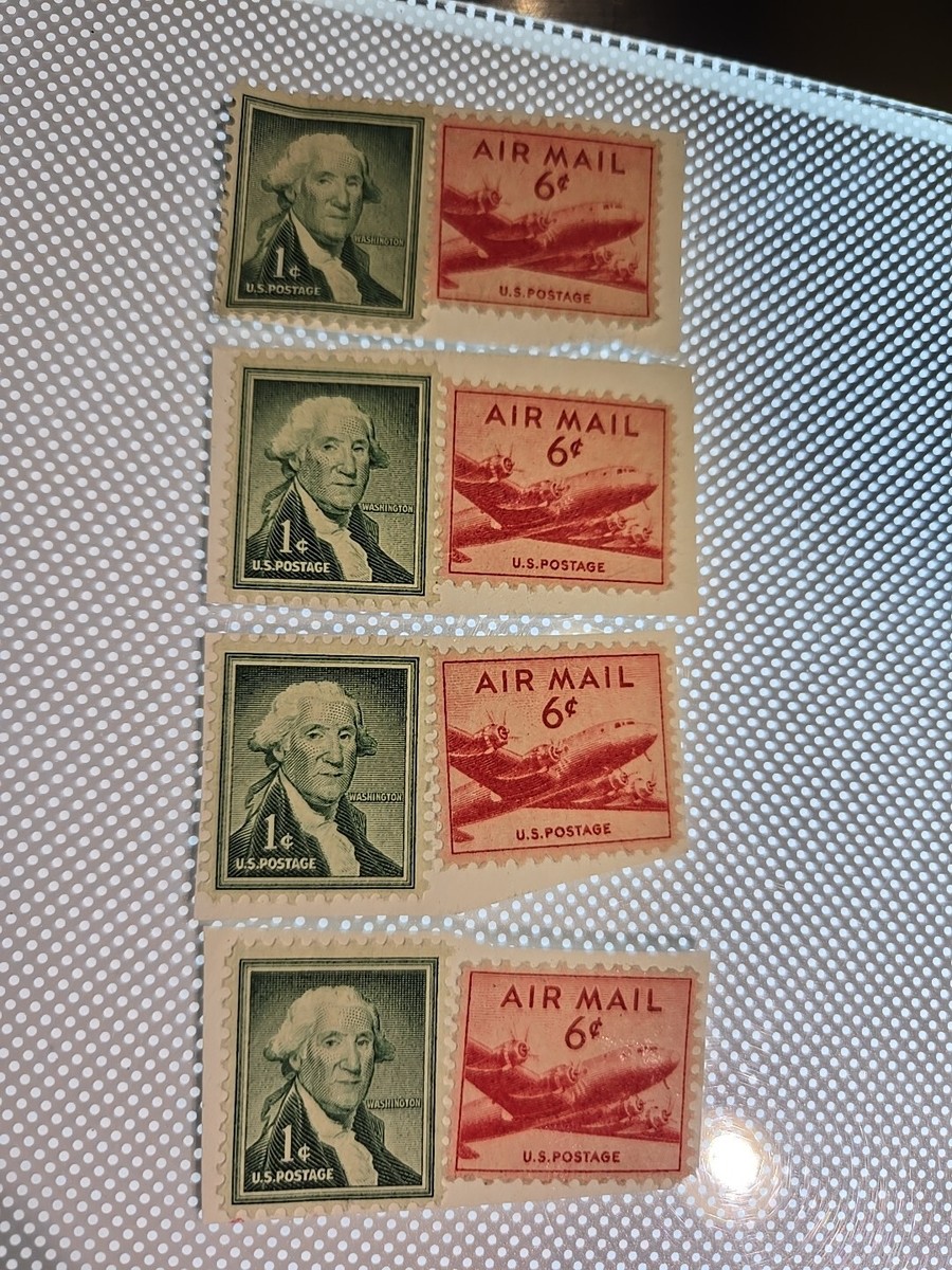 RARE FIND 6c red AIRMAIL 1c George Wahington U.S. Postage Stamp  display picture 1
